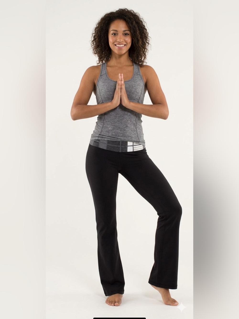 Lululemon Groove Pant Black/Quilting Winter 20 Reversible 8 Flared Yoga Pants